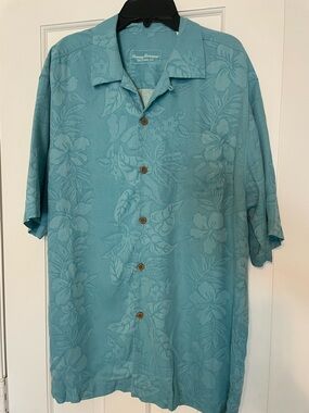 Tommy Bahama Teal Floral Silk Shirt